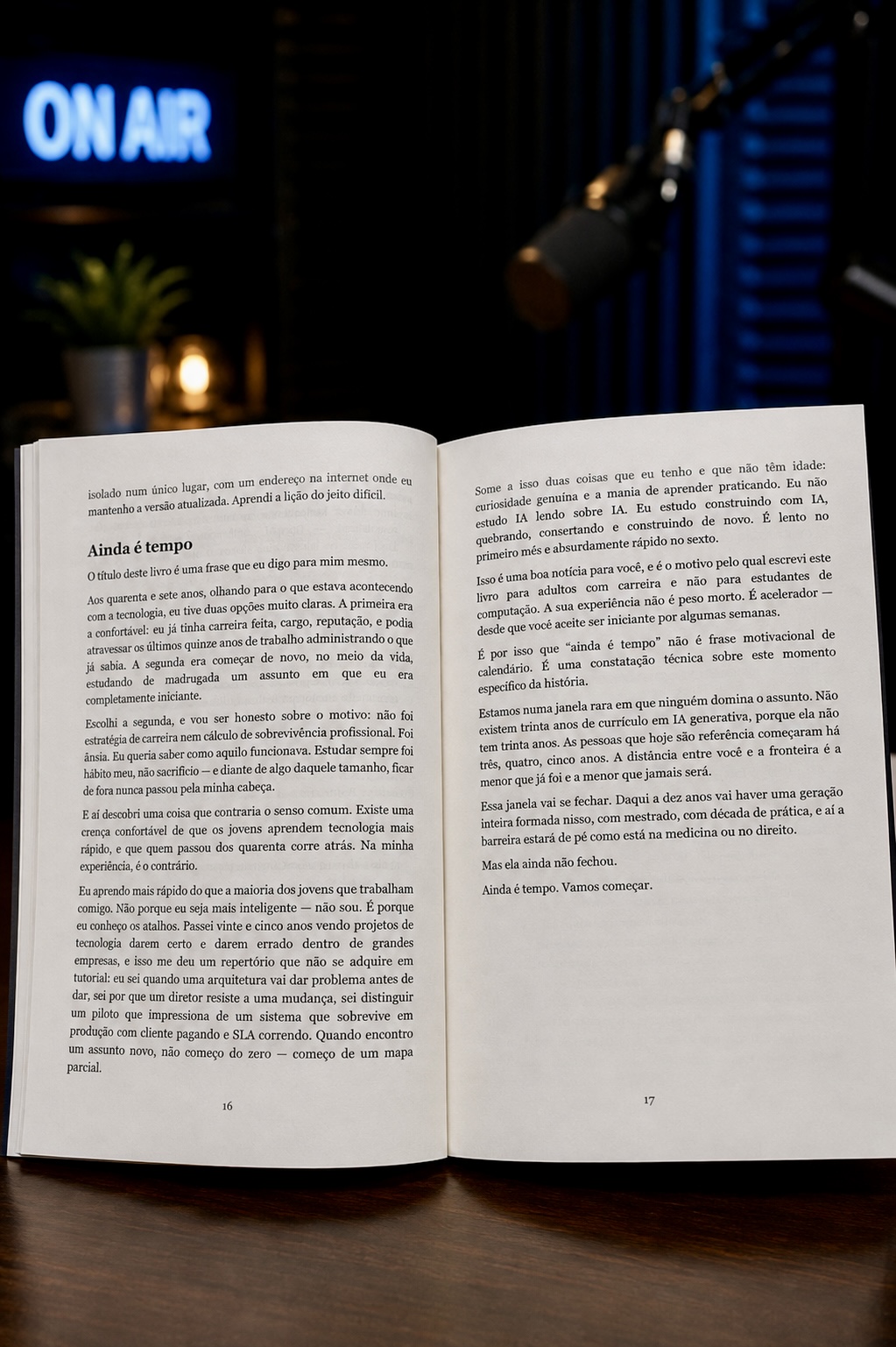 Livro AInda é Tempo aberto no capítulo que dá nome à obra